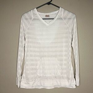 Zella Girl white striped hooded long sleeve shirt XL 14/16 td